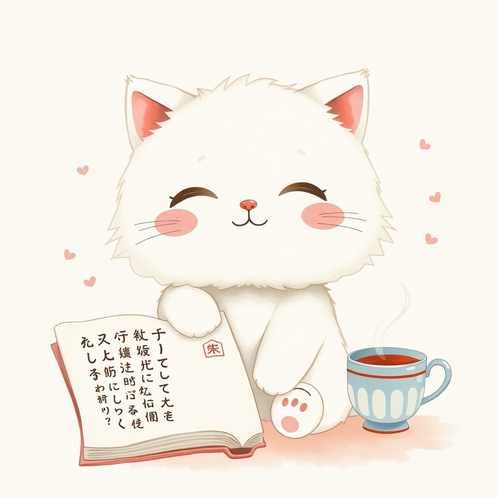 朝、中国語の本のそばで maomao